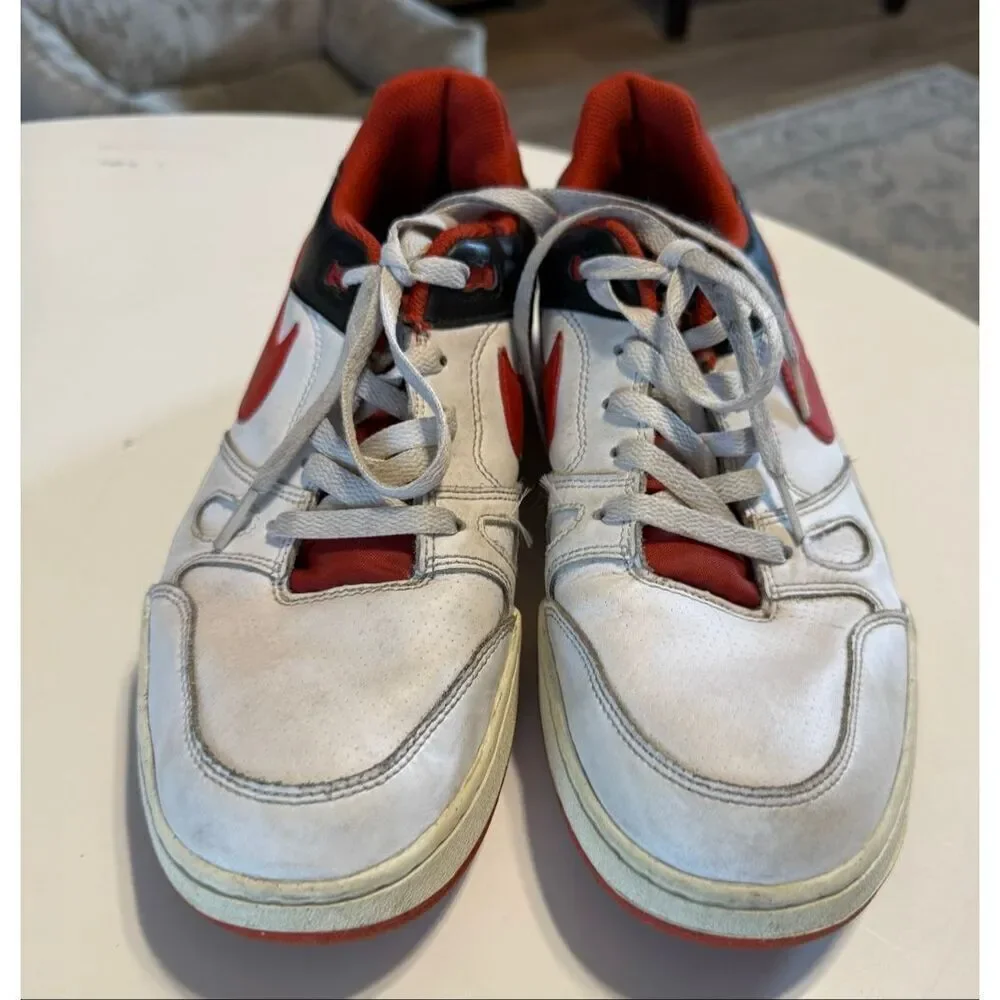 Nike Men's Size 10.5 Full Force Low Sneakers White Red Black AF1 Athletic Shoe